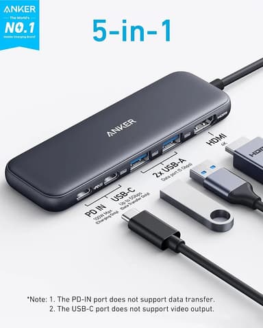 Anker USB C Hub, 5-in-1 USBC to HDMI Splitter with 4K Display