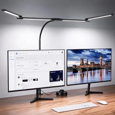 Desk Lamp with Clamp, 47" 4 Rotatable Heads 24W LED Light for Home Office