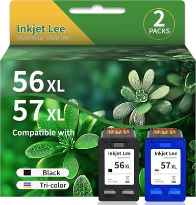 56 57 Ink Replacement for HP 56 57 Ink Cartridge for Deskjet 450 450cbi 450ci 450wbt 5145 Photosmart 7150 7150v 7155 7260 Officejet 4105 4105z 4110 4110v 4211 Printer, 1 Black, 1 Tri-Color