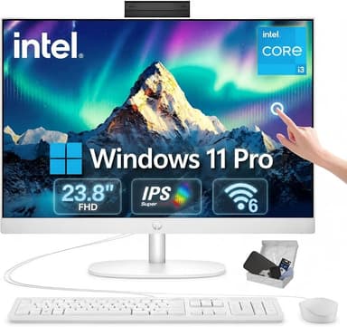 HP All-in-One Desktop Computer, Core i3 N300, 16GB 512GB SSD 23.8" FHD Touch-Screen, Intel UHD Graphics, Windows 11 Pro, Wi-Fi 6, Business All-in-One